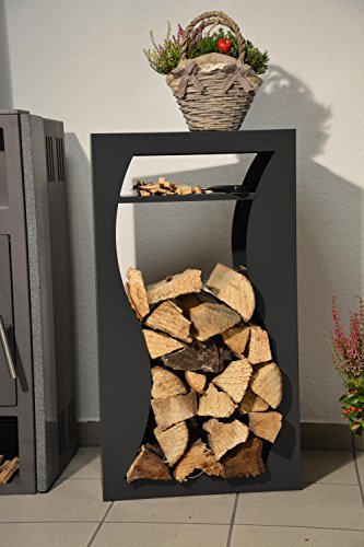 Kaminholzregal Innen aus Metall Welle mit Anfeuerholzfach